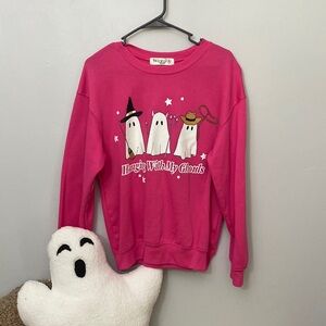 Hot Pink Ghost Sweatshirt Hanging with the Ghouls